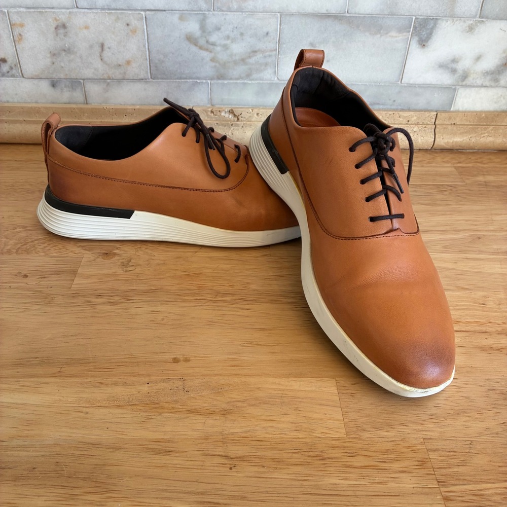 Wolf & Shepherd Crossover Derby Mens 9.5 Honey Brown Leather Hybrid Dress Shoes